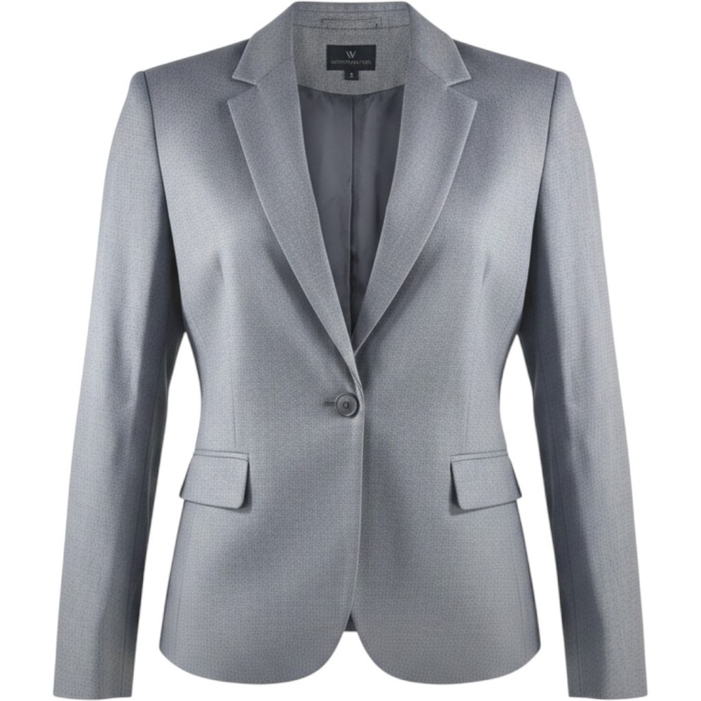 Worthington Womens Grey Single Button Notched Lapel Blazer Jacket Size 14